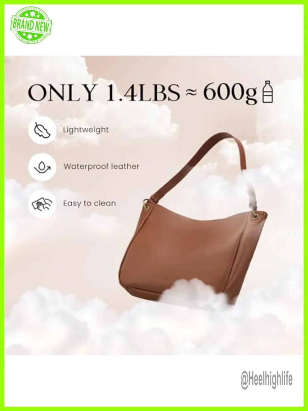 Genuine Leather Hobo Crossbody Bag with 2 Detachable Straps Handbag
